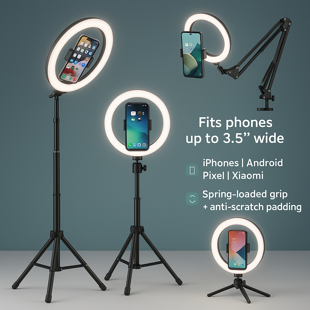LED Selfie Ring Light with Tripod Stand & Phone Holder
