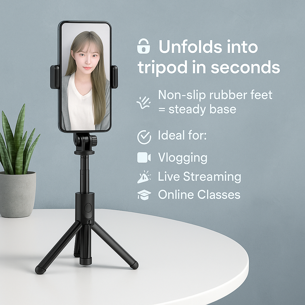 Extendable Wireless Selfie Stick Tripod with Remote
