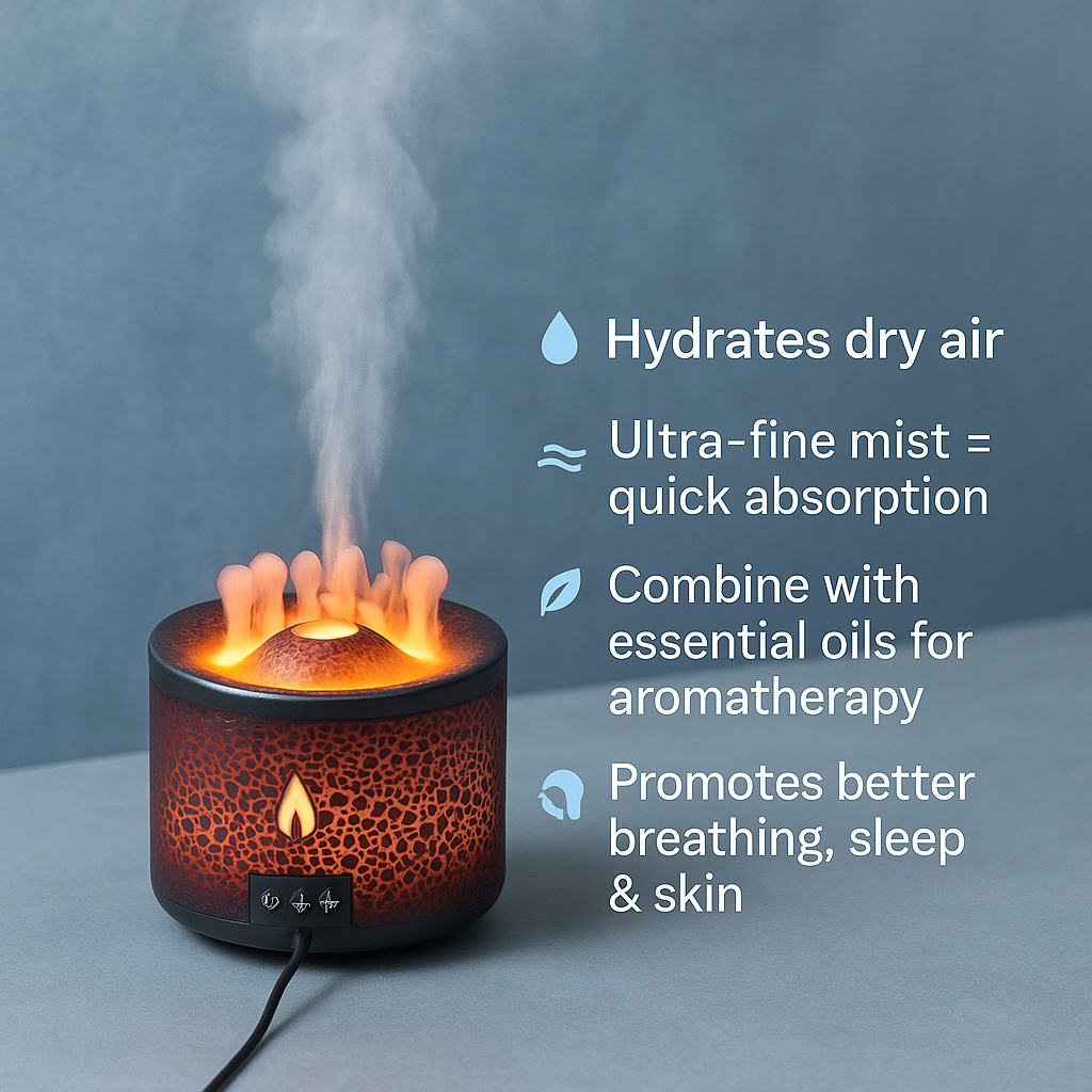 MagmaMistMagic- The Volcano Fire Flame Air Humidifier Aroma Diffuser