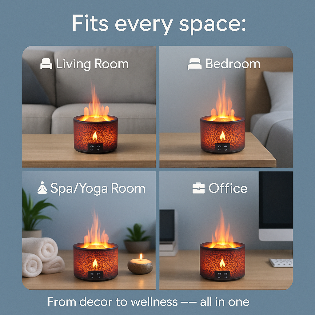 MagmaMistMagic- The Volcano Fire Flame Air Humidifier Aroma Diffuser