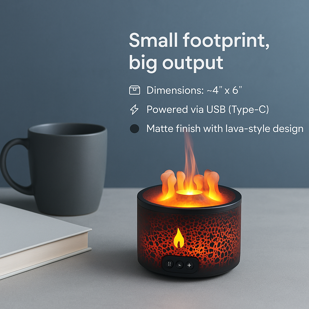 MagmaMistMagic- The Volcano Fire Flame Air Humidifier Aroma Diffuser