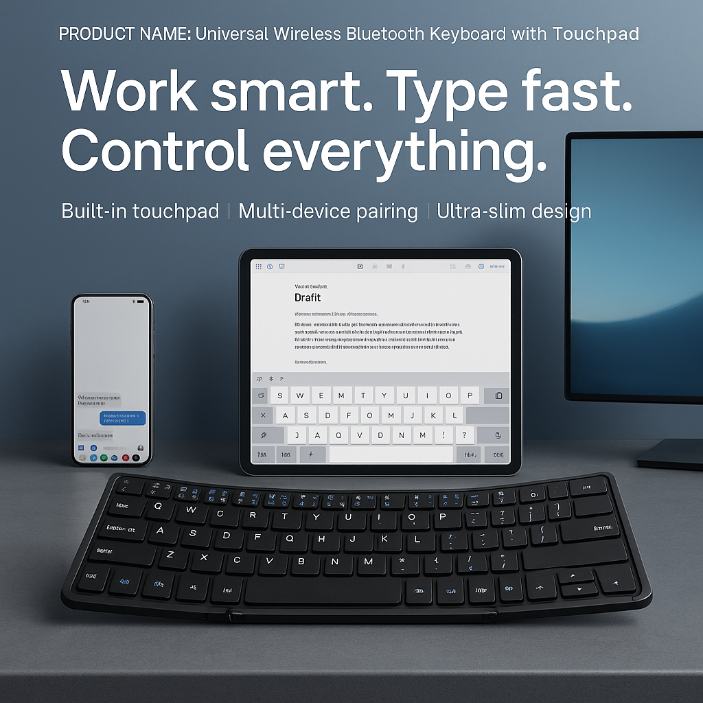 Universal Wireless Bluetooth Keyboard with Touchpad