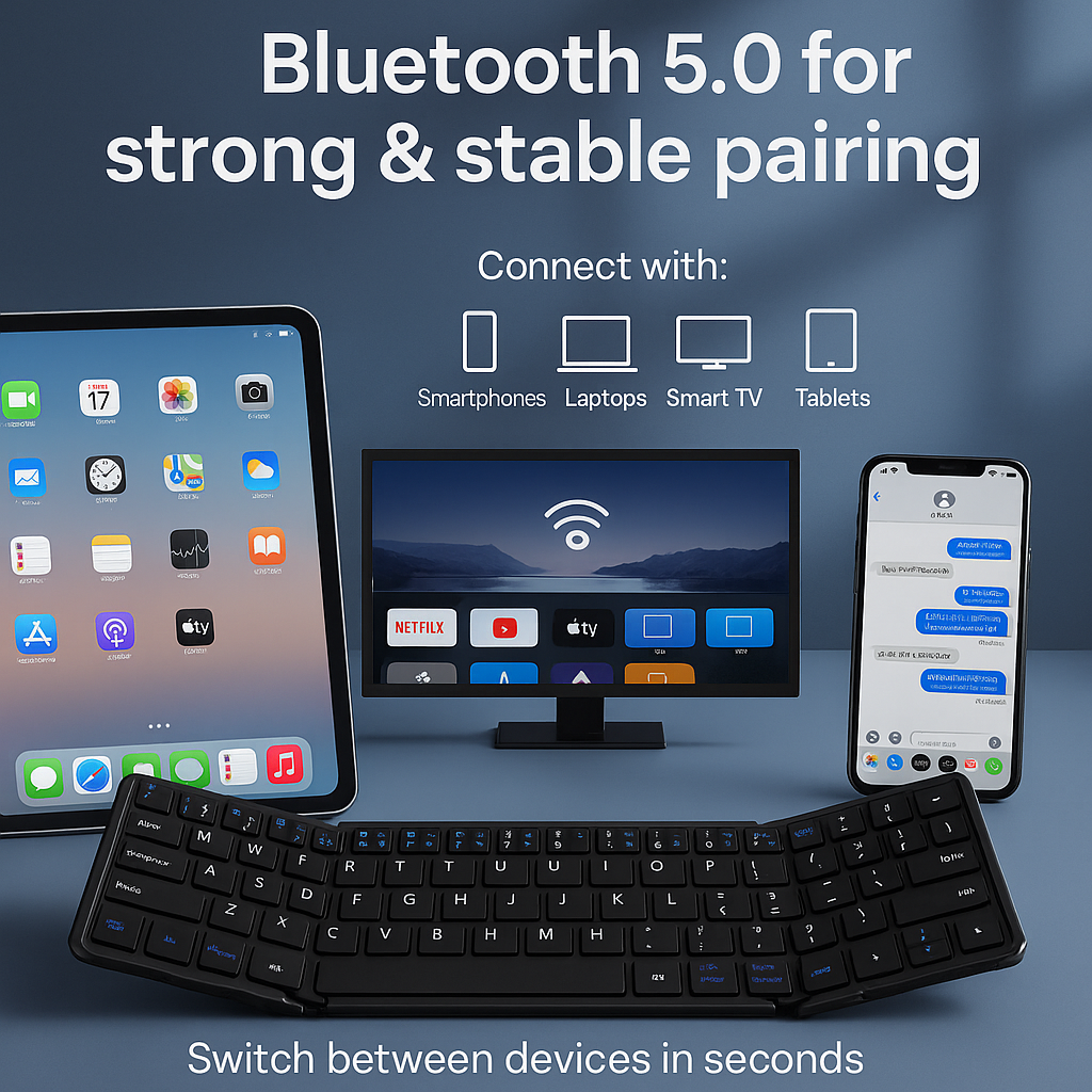 Universal Wireless Bluetooth Keyboard with Touchpad