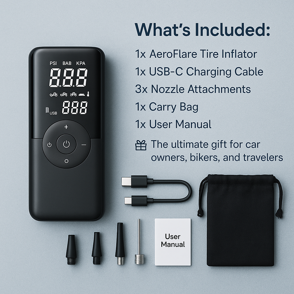 AeroFlare- CARSUN Rechargeable Air Pump Tire Inflator