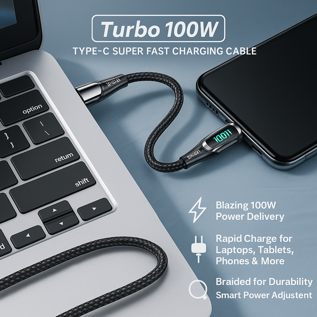 Turbo 100W Type C Super Fast Charging Cable