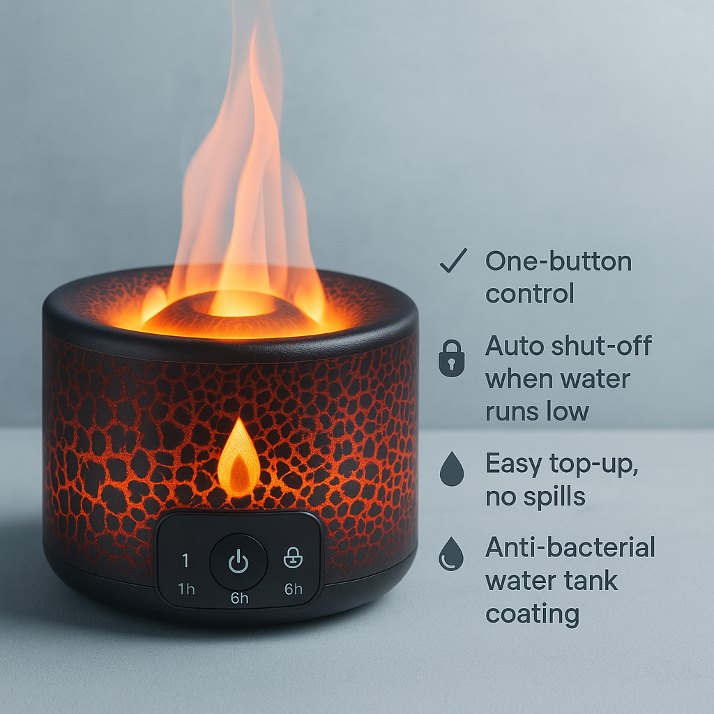 MagmaMistMagic- The Volcano Fire Flame Air Humidifier Aroma Diffuser