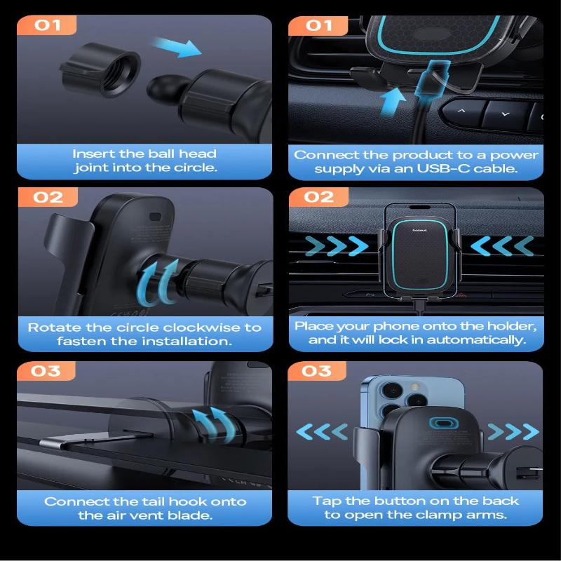 FusionGrip- The Automatic Alignment Car Phone Holder Wireless Charger - Technoleep