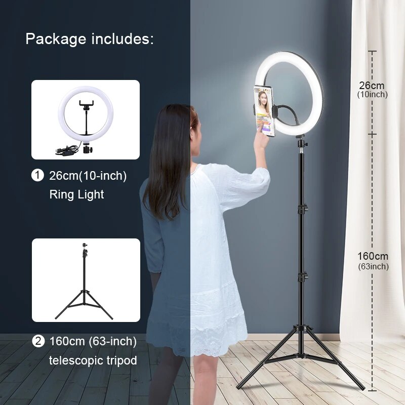 Portable Selfie Ring Light With Tripod