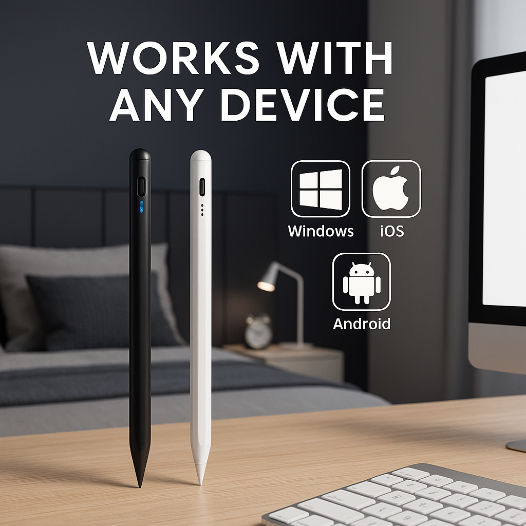 Universal Stylus Pen for iOS, Android & Windows – Fast Charging, Anti-Roll, Magnetic Tip, High Precision Drawing Tool