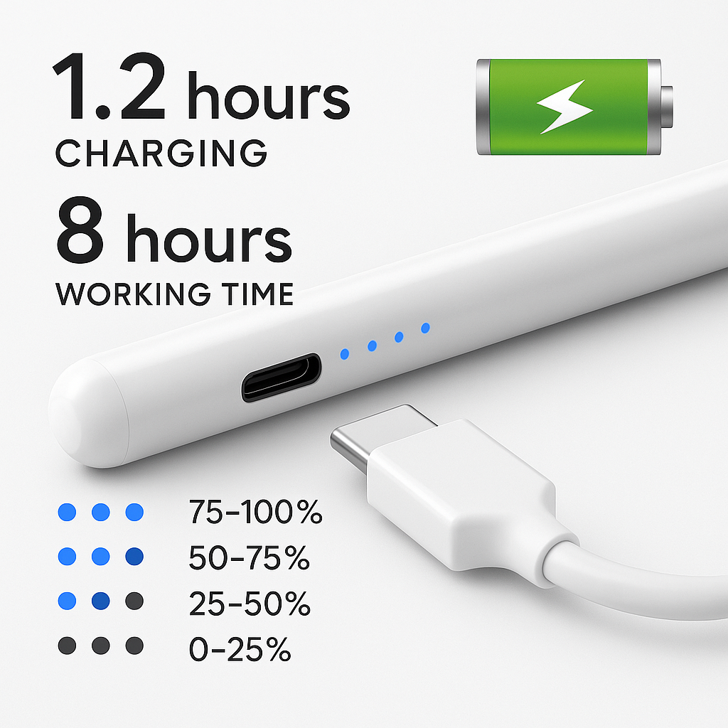 Universal Stylus Pen for iOS, Android & Windows – Fast Charging, Anti-Roll, Magnetic Tip, High Precision Drawing Tool