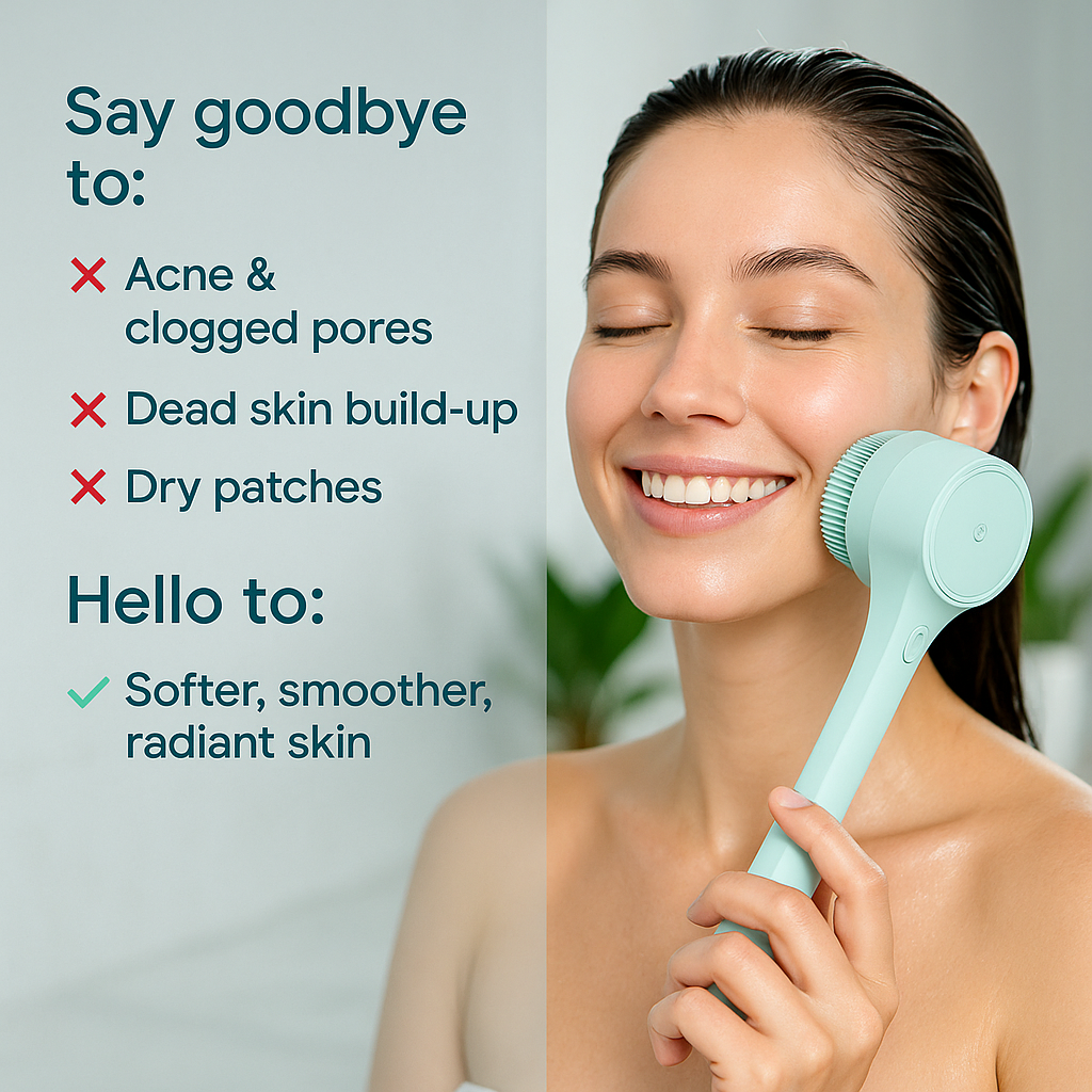 Electric Bath Brush with 5 Replaceable Heads – Long Handle, USB Rechargeable, Deep Cleansing & Exfoliating Body Scrubber