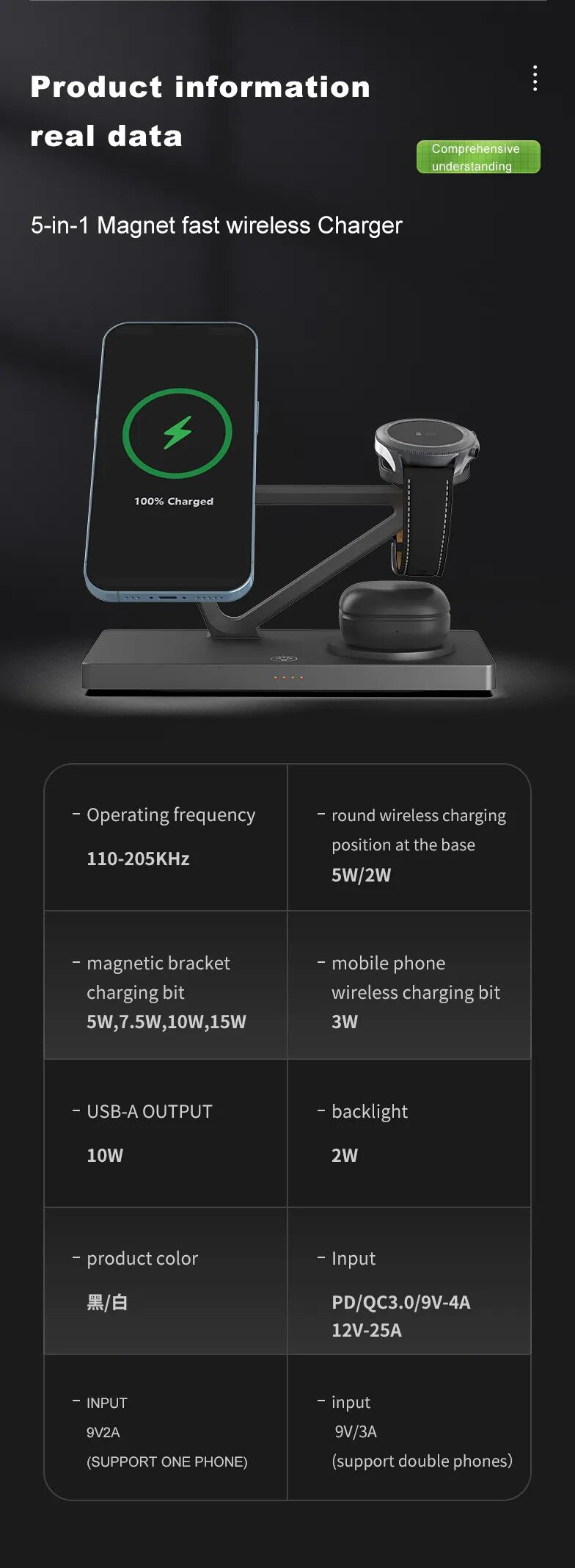 Magnetic fast 3 in 1 wireless charger