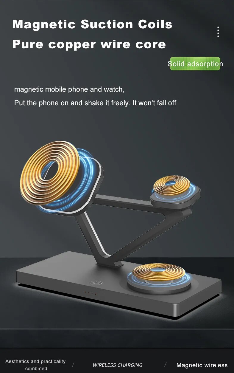 Magnetic 3 in 1 wireless charger