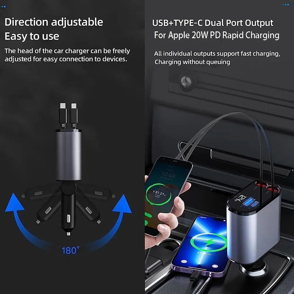 Retractable Car Charger for rapid charging