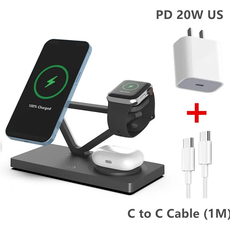 Black 3 in 1 wireless charger