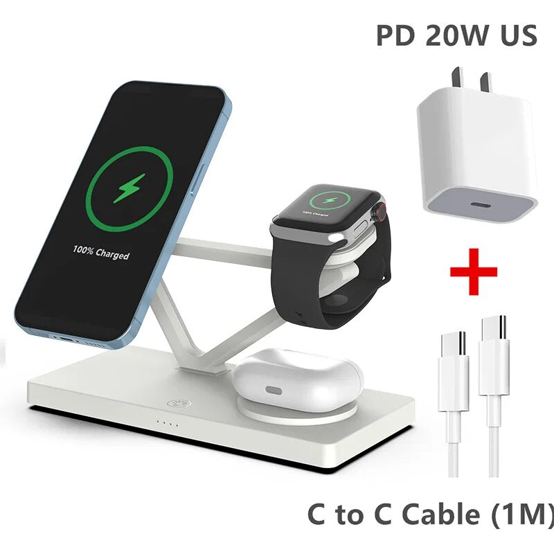 White 3 in 1 wireless charger